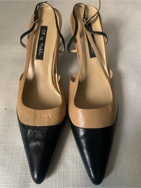 CF by Falchi Two-Tone Leather Slingback Heels
